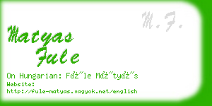 matyas fule business card